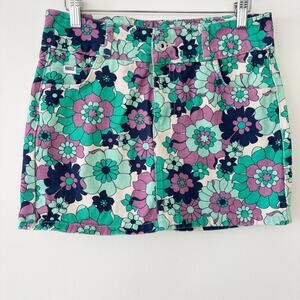 Ragged Jeans Retro 70's Floral Denim Mini Skirt Womens' Size 28/29